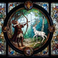 stained glass elf and white deer.jpg