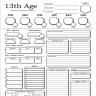 Custom 13th Age Character Sheet